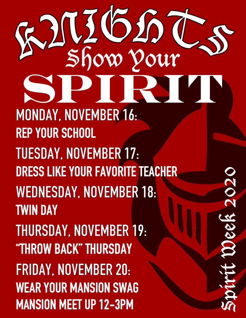 Spirit week is here! See the schedule and get ready to show your Knight PRIDE!